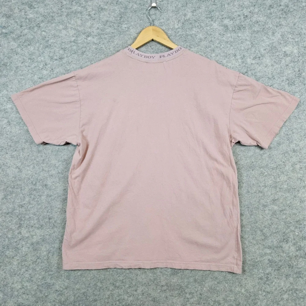 Playboy by‎ PacSun Mauve Pocket Tee T-Shirt Size L Embroidered Logo PINHOLES